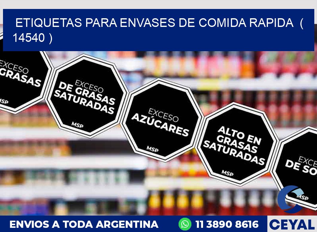 ETIQUETAS PARA ENVASES DE COMIDA RAPIDA  ( 14540 )
