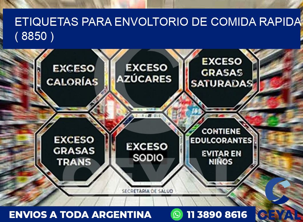 ETIQUETAS PARA ENVOLTORIO DE COMIDA RAPIDA  ( 8850 )