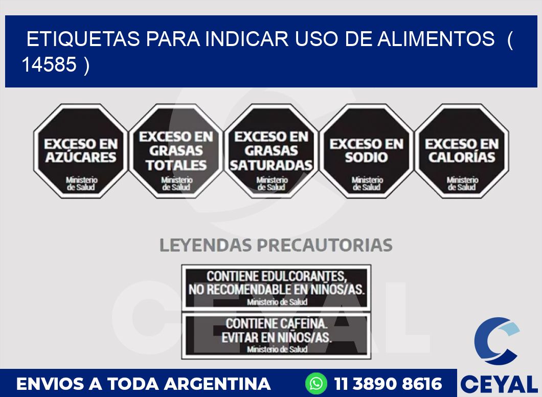 ETIQUETAS PARA INDICAR USO DE ALIMENTOS  ( 14585 )