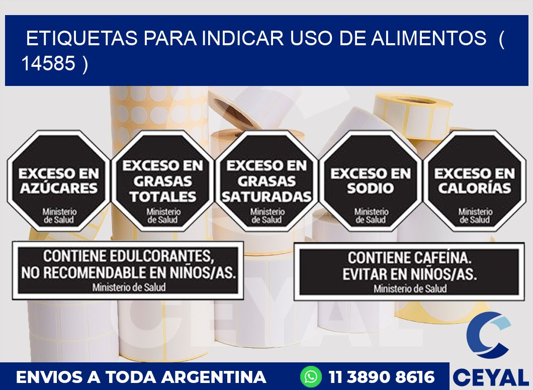 ETIQUETAS PARA INDICAR USO DE ALIMENTOS  ( 14585 )