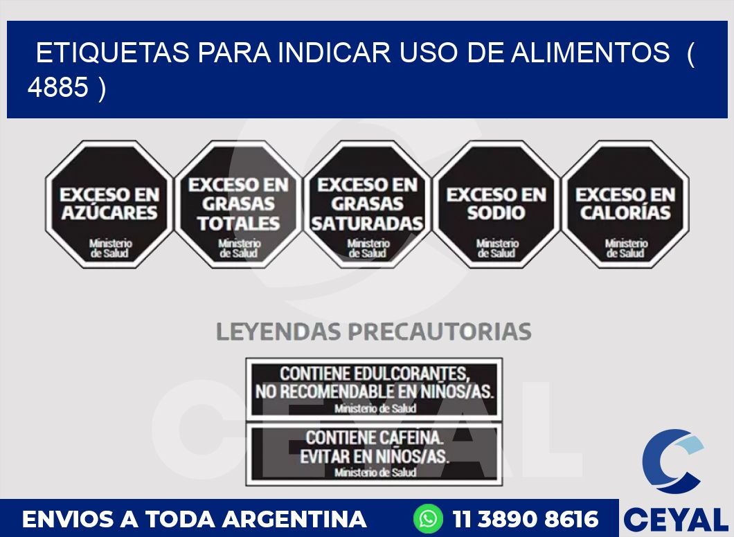ETIQUETAS PARA INDICAR USO DE ALIMENTOS  ( 4885 )