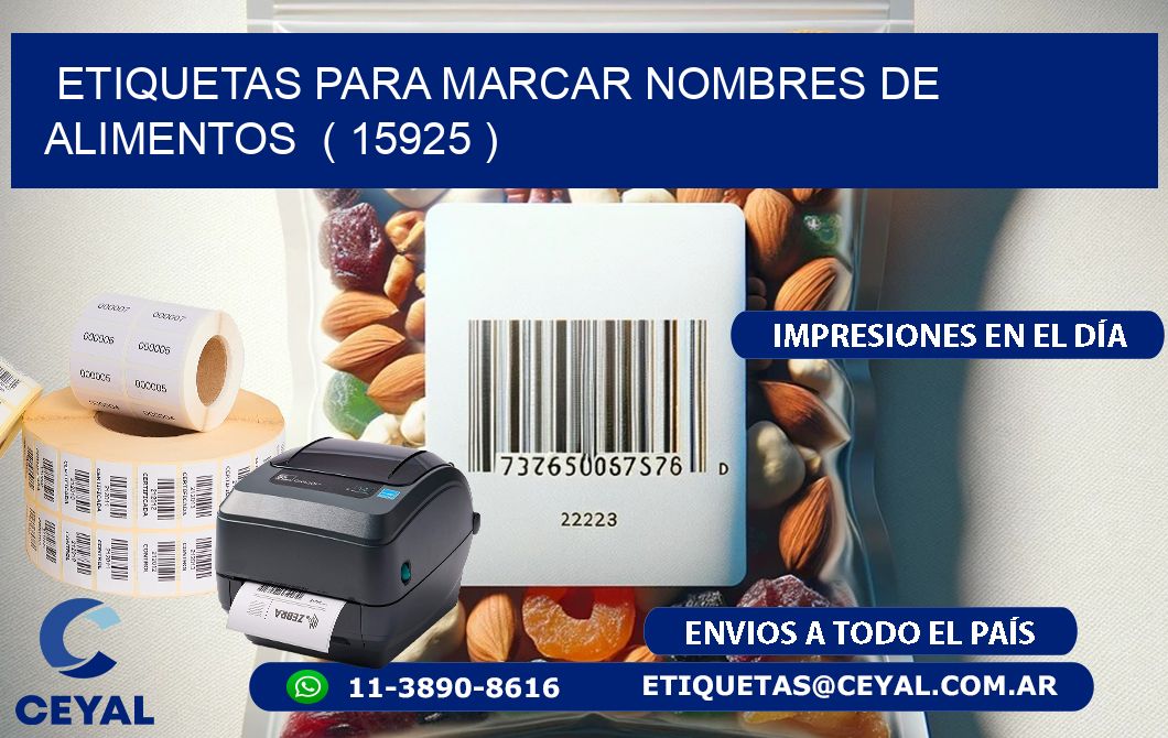 ETIQUETAS PARA MARCAR NOMBRES DE ALIMENTOS  ( 15925 )