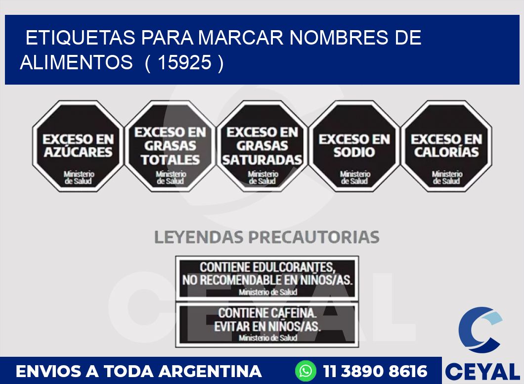 ETIQUETAS PARA MARCAR NOMBRES DE ALIMENTOS  ( 15925 )
