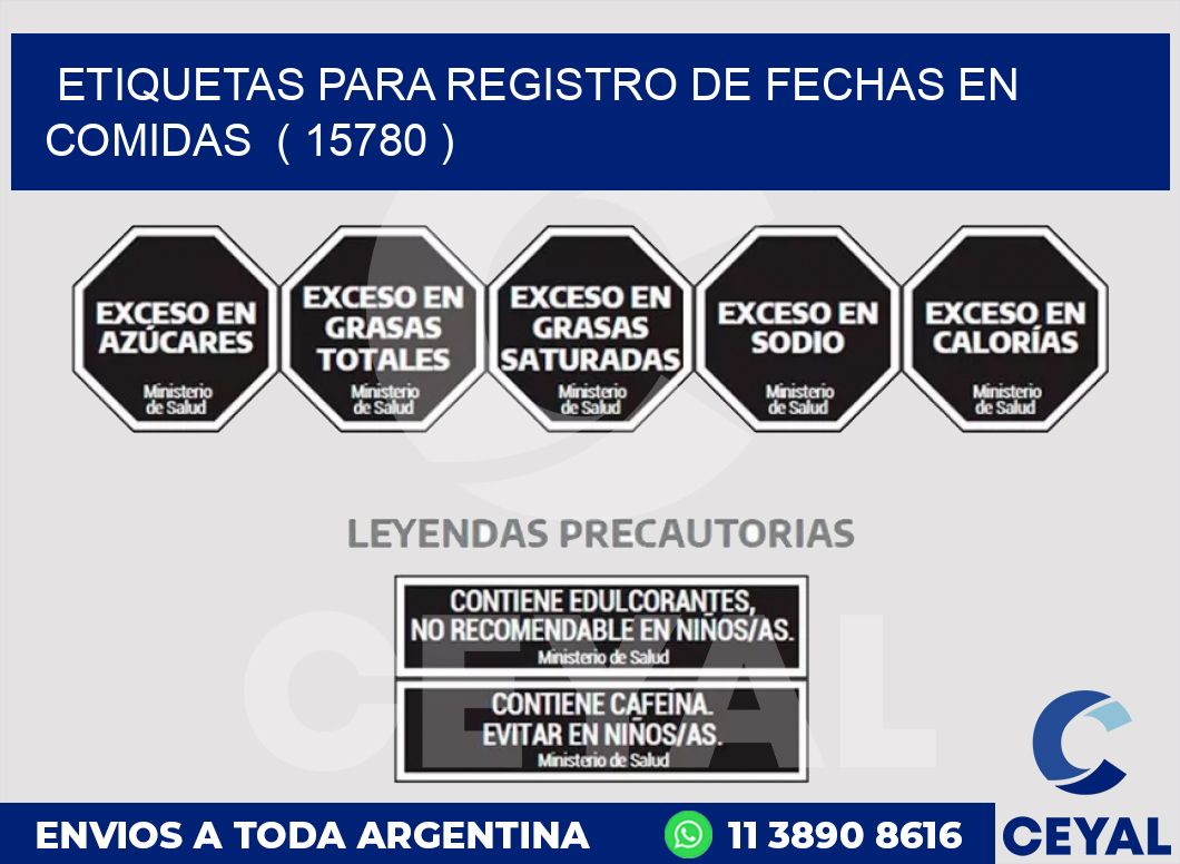 ETIQUETAS PARA REGISTRO DE FECHAS EN COMIDAS  ( 15780 )