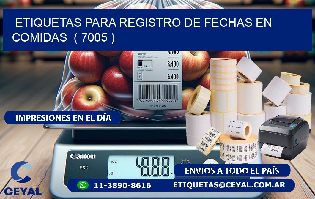 ETIQUETAS PARA REGISTRO DE FECHAS EN COMIDAS  ( 7005 )
