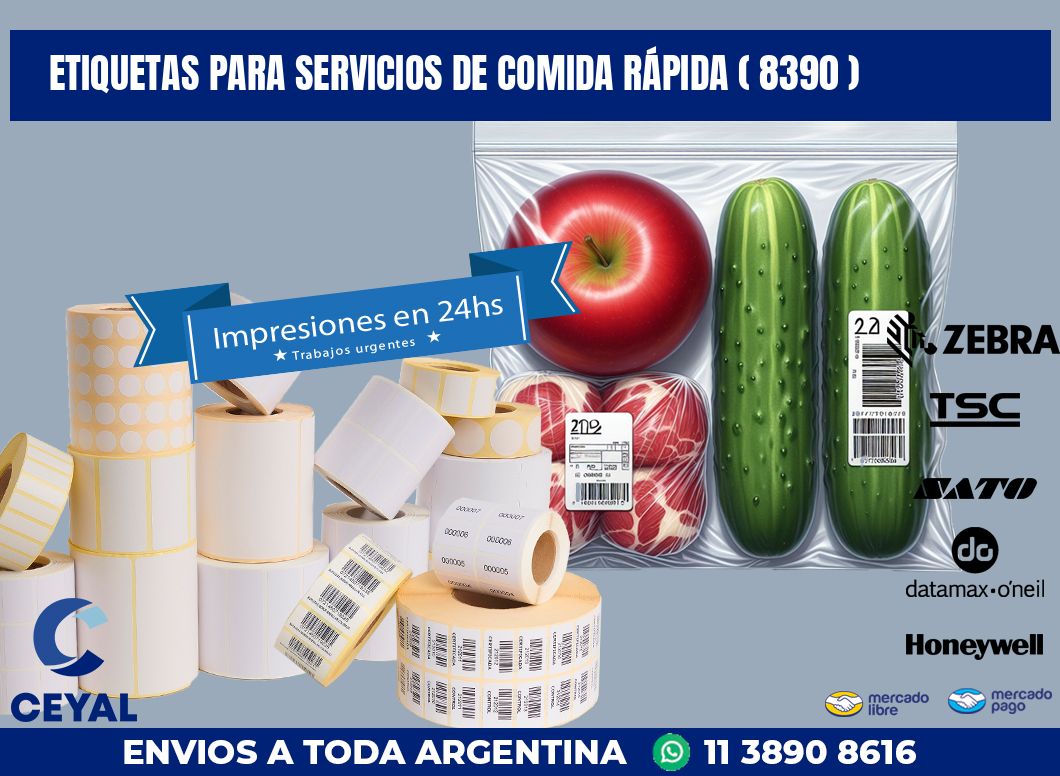 ETIQUETAS PARA SERVICIOS DE COMIDA RÁPIDA ( 8390 )