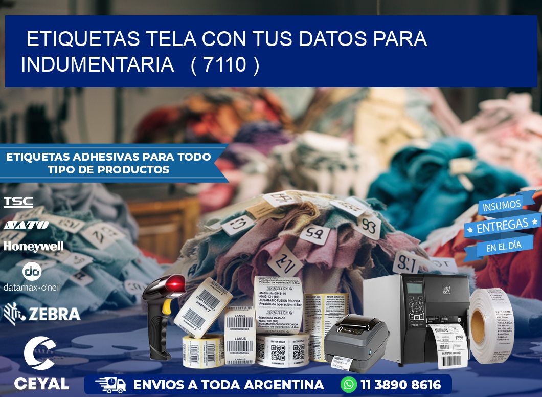 ETIQUETAS TELA CON TUS DATOS PARA INDUMENTARIA   ( 7110 )