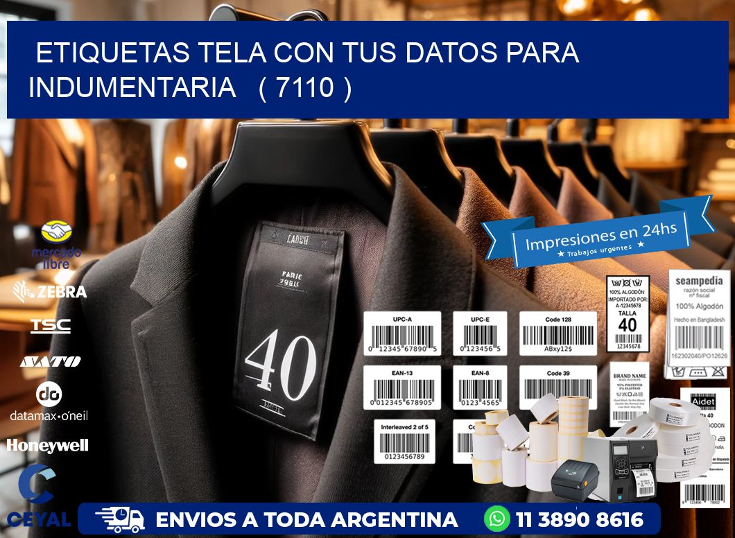 ETIQUETAS TELA CON TUS DATOS PARA INDUMENTARIA   ( 7110 )
