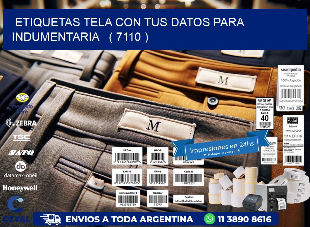 ETIQUETAS TELA CON TUS DATOS PARA INDUMENTARIA   ( 7110 )