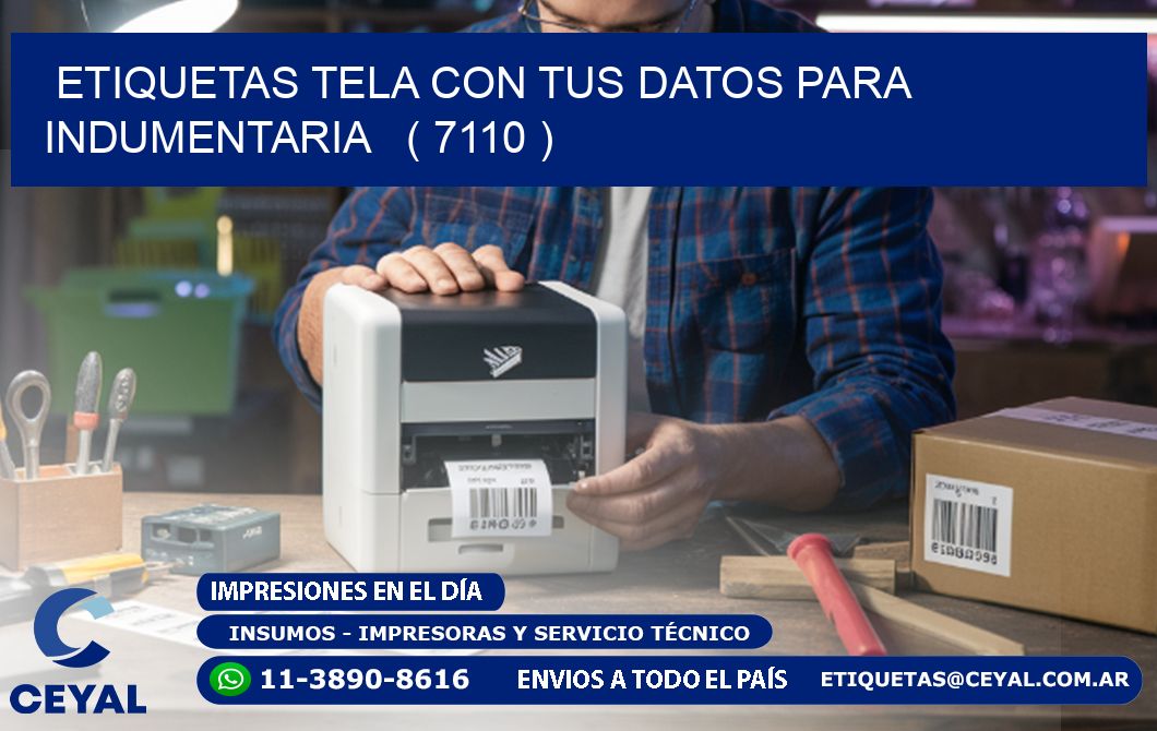 ETIQUETAS TELA CON TUS DATOS PARA INDUMENTARIA   ( 7110 )