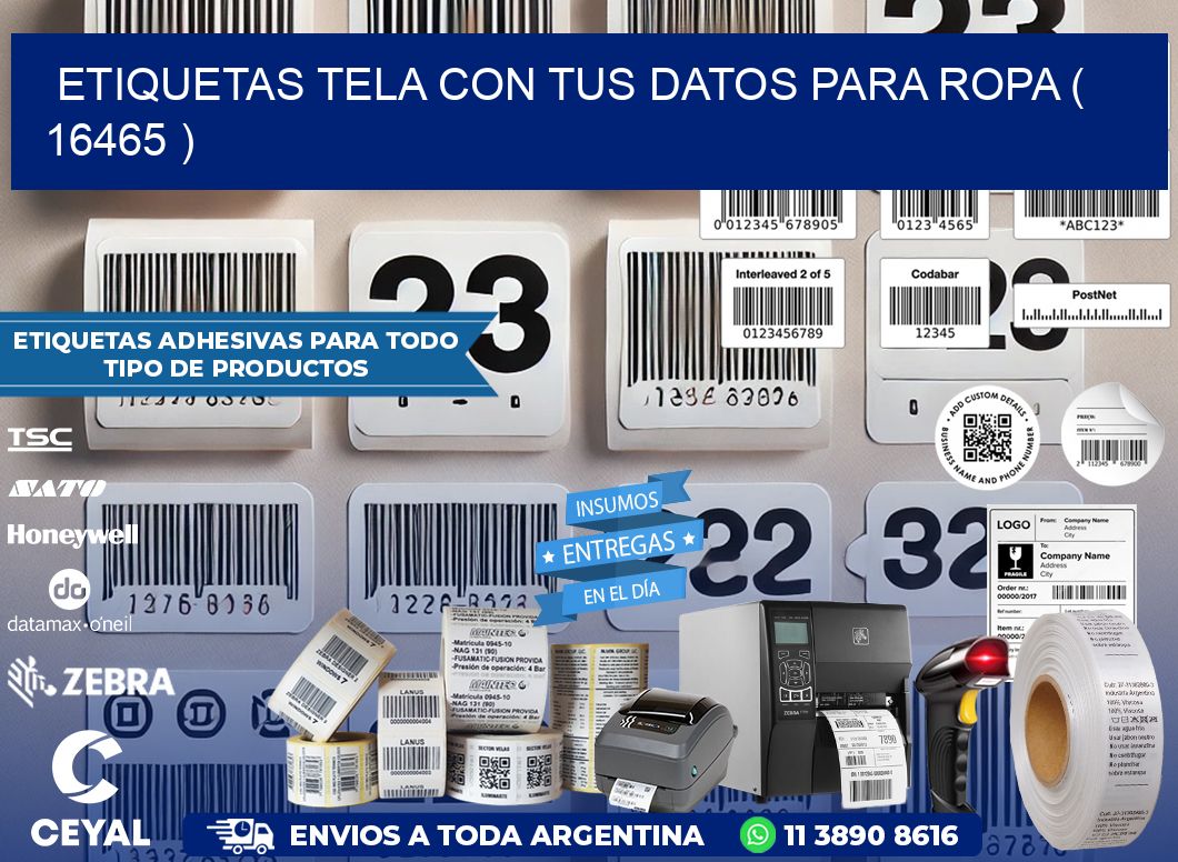 ETIQUETAS TELA CON TUS DATOS PARA ROPA ( 16465 )