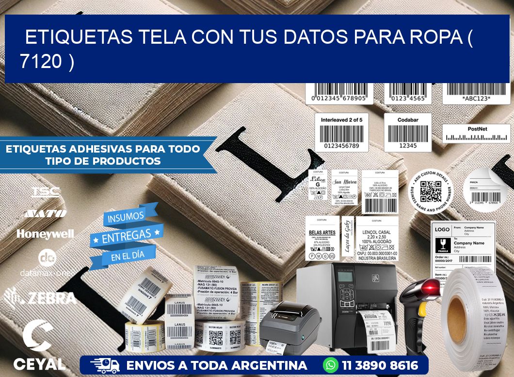 ETIQUETAS TELA CON TUS DATOS PARA ROPA ( 7120 )