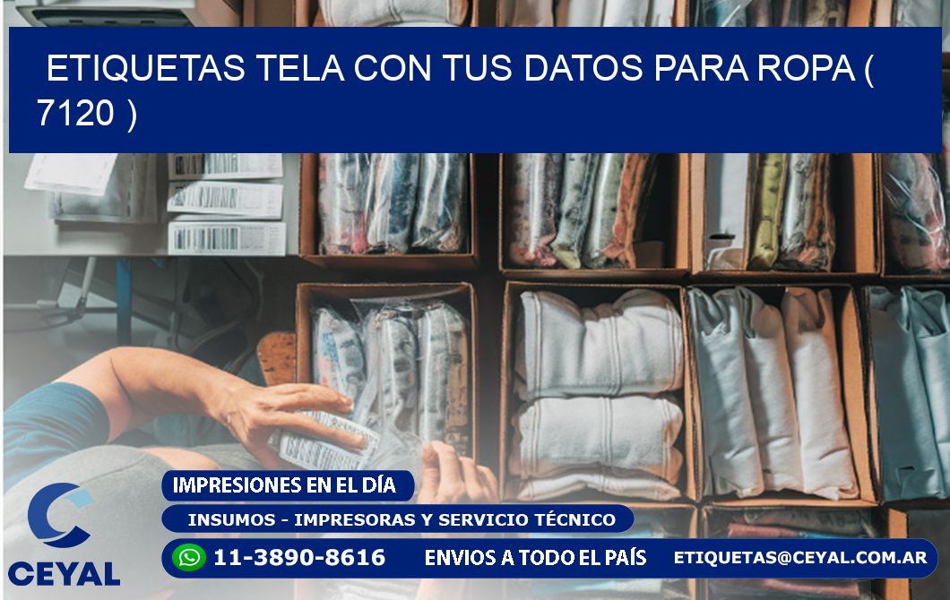 ETIQUETAS TELA CON TUS DATOS PARA ROPA ( 7120 )