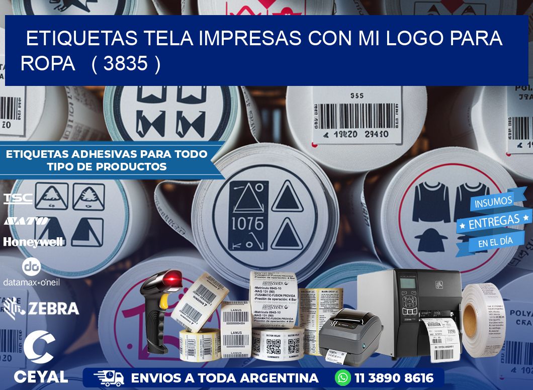 ETIQUETAS TELA IMPRESAS CON MI LOGO PARA ROPA   ( 3835 )