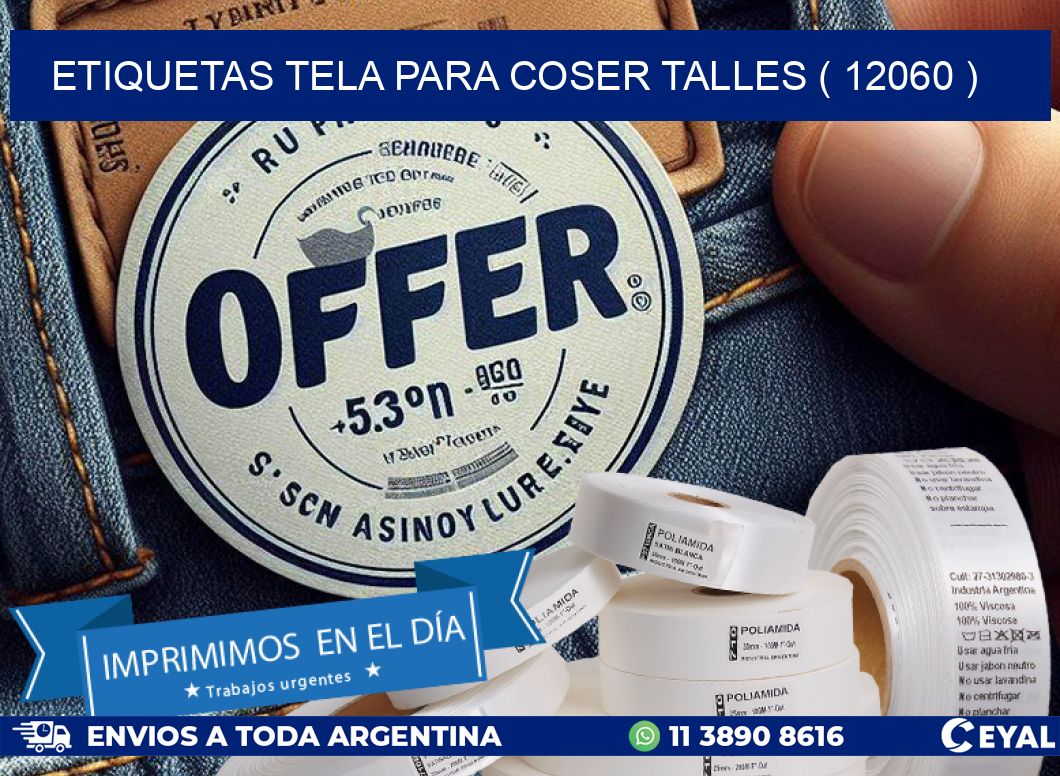 ETIQUETAS TELA PARA COSER TALLES ( 12060 )