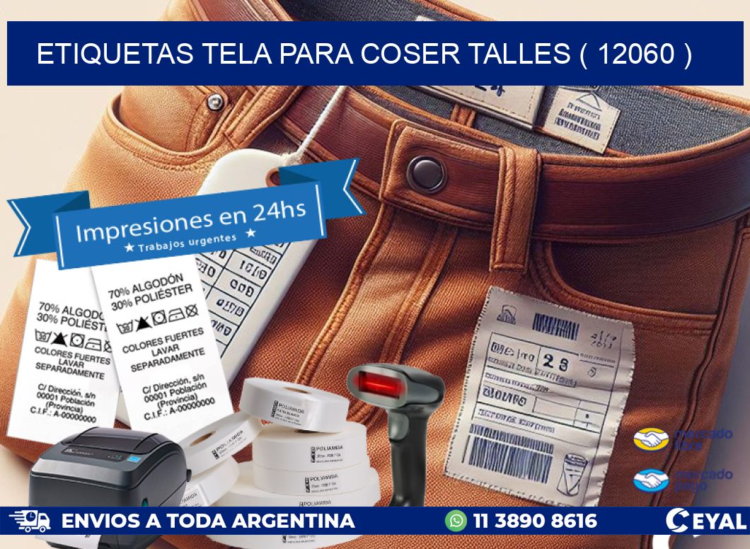 ETIQUETAS TELA PARA COSER TALLES ( 12060 )