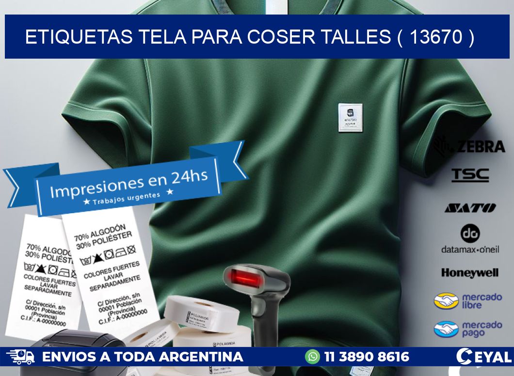 ETIQUETAS TELA PARA COSER TALLES ( 13670 )