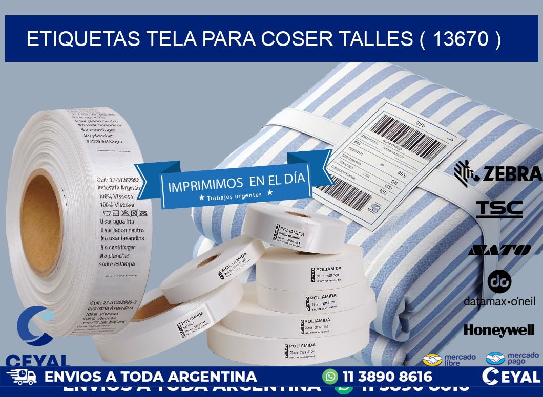 ETIQUETAS TELA PARA COSER TALLES ( 13670 )