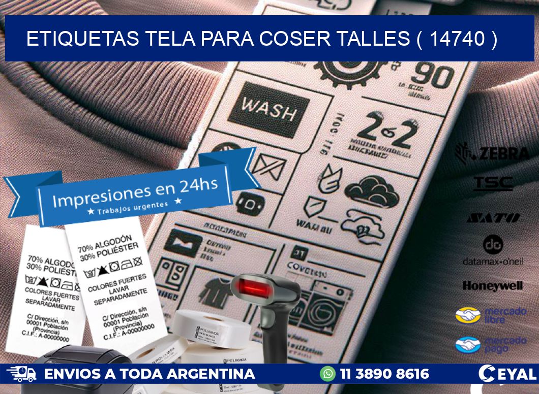 ETIQUETAS TELA PARA COSER TALLES ( 14740 )