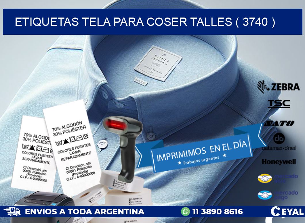 ETIQUETAS TELA PARA COSER TALLES ( 3740 )