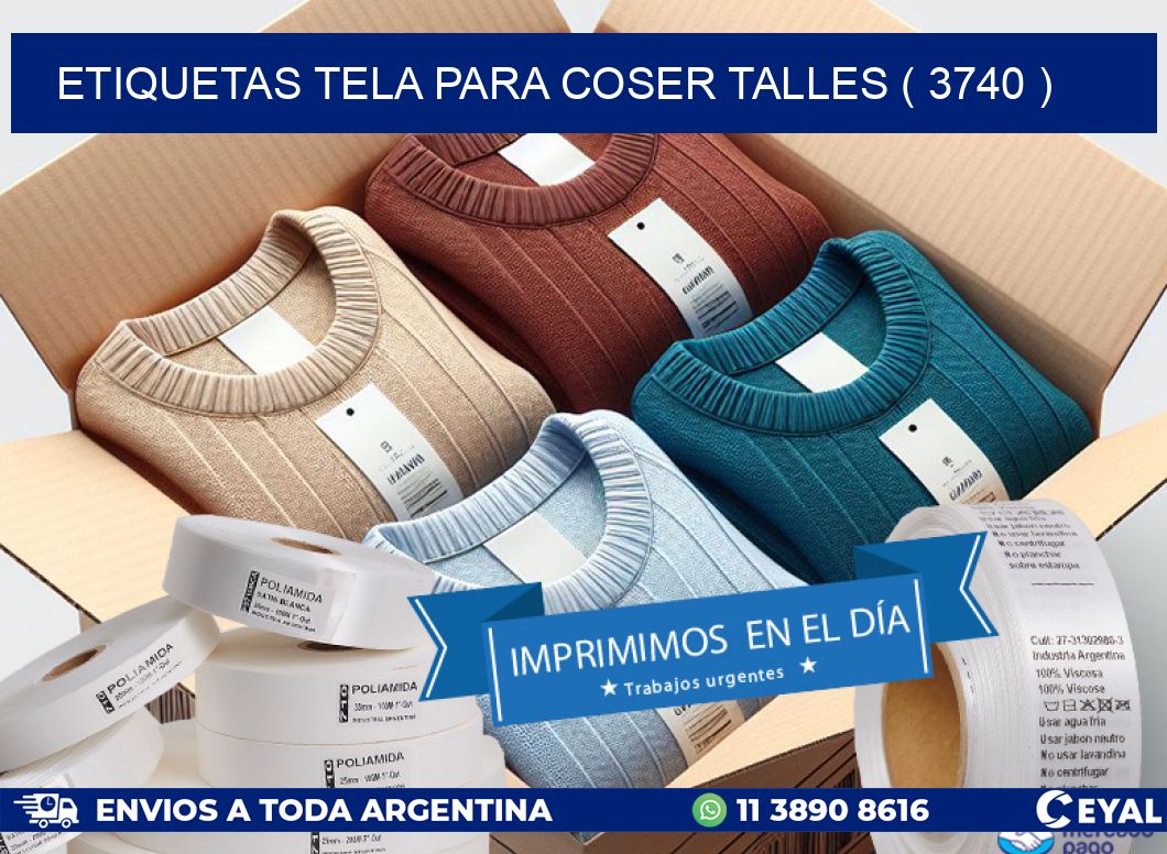 ETIQUETAS TELA PARA COSER TALLES ( 3740 )
