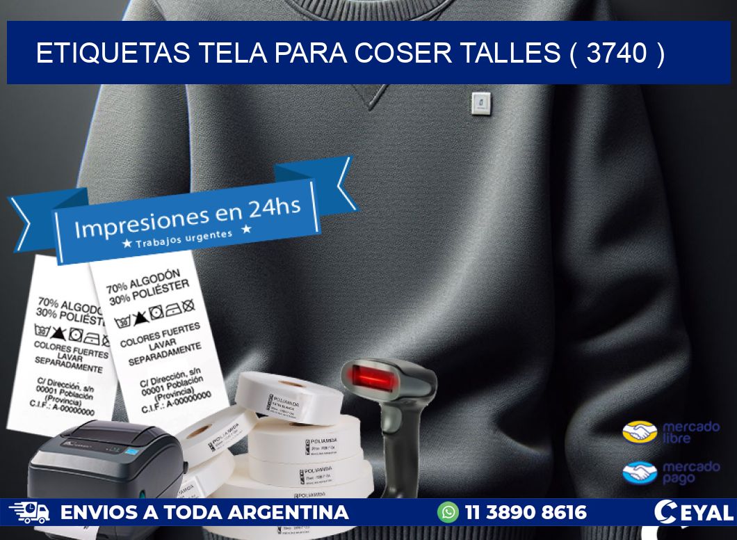 ETIQUETAS TELA PARA COSER TALLES ( 3740 )