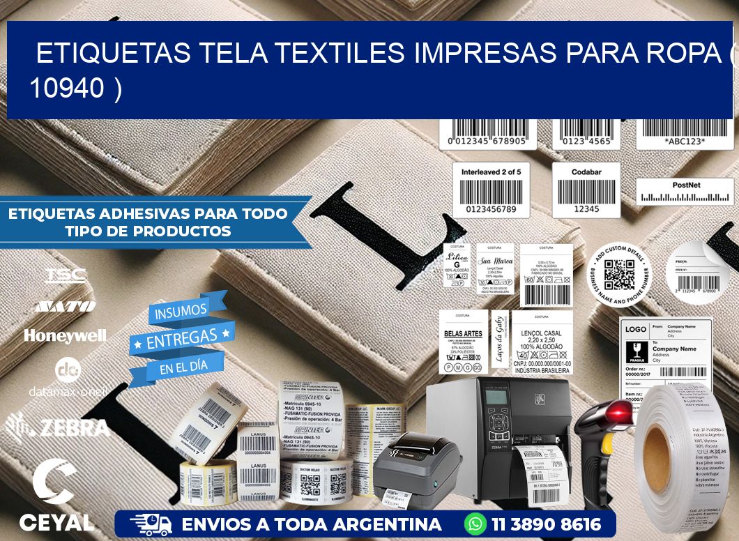 ETIQUETAS TELA TEXTILES IMPRESAS PARA ROPA ( 10940 )