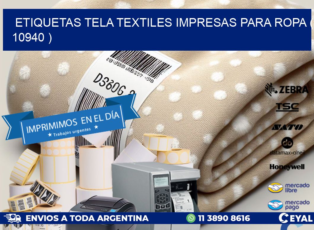 ETIQUETAS TELA TEXTILES IMPRESAS PARA ROPA ( 10940 )