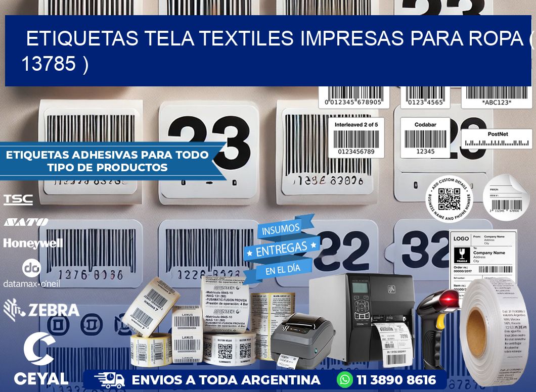 ETIQUETAS TELA TEXTILES IMPRESAS PARA ROPA ( 13785 )