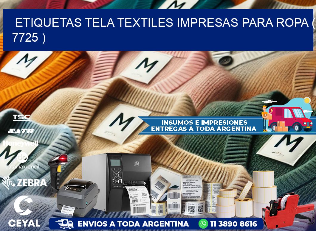ETIQUETAS TELA TEXTILES IMPRESAS PARA ROPA ( 7725 )