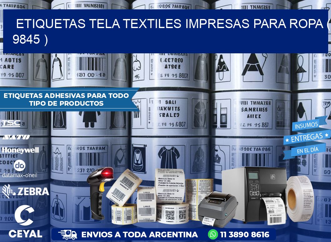 ETIQUETAS TELA TEXTILES IMPRESAS PARA ROPA ( 9845 )