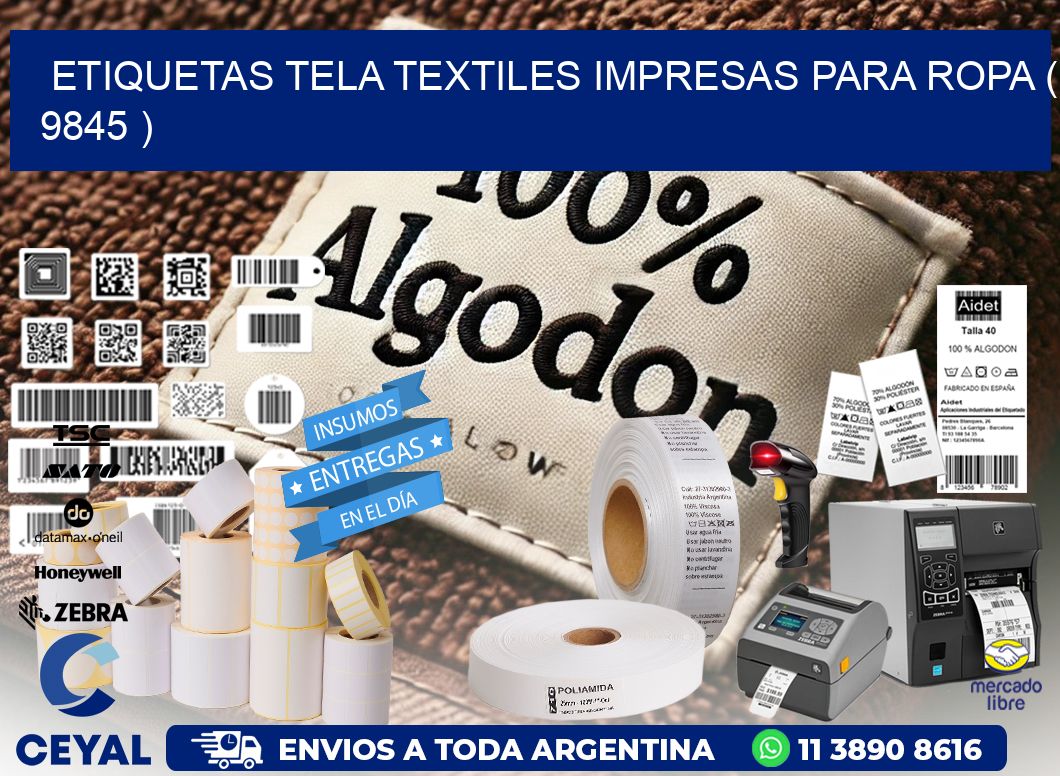 ETIQUETAS TELA TEXTILES IMPRESAS PARA ROPA ( 9845 )