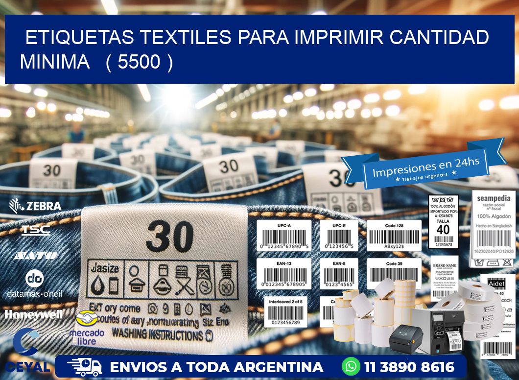 ETIQUETAS TEXTILES PARA IMPRIMIR CANTIDAD MINIMA   ( 5500 )