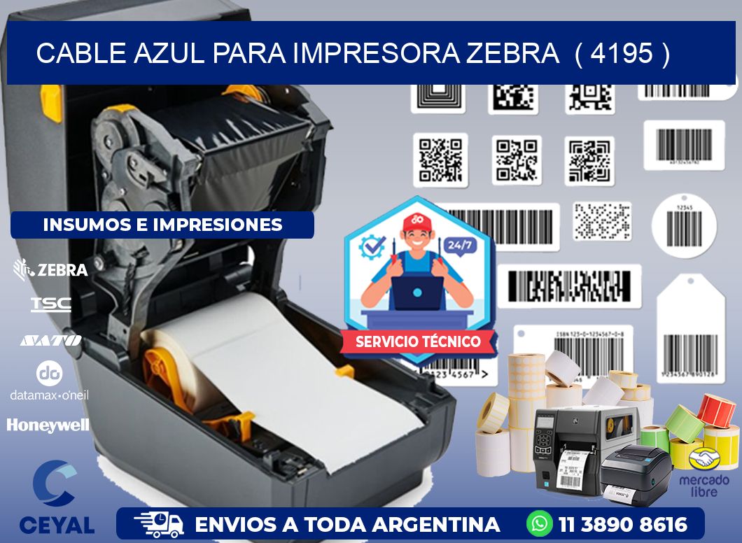 cable azul para impresora zebra  ( 4195 )