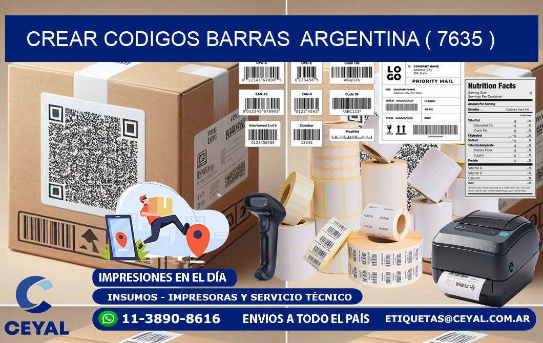 crear codigos barras  argentina ( 7635 )