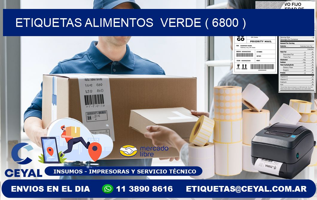 etiquetas alimentos  verde ( 6800 )