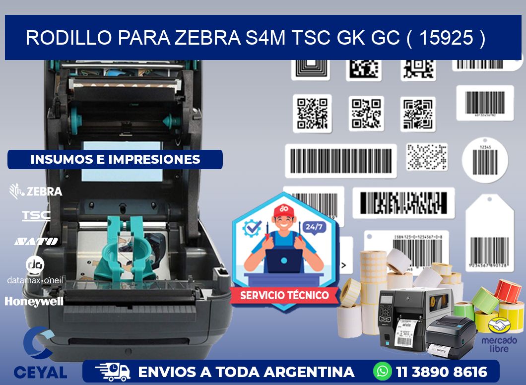 rodillo para zebra S4M TSC GK GC ( 15925 )