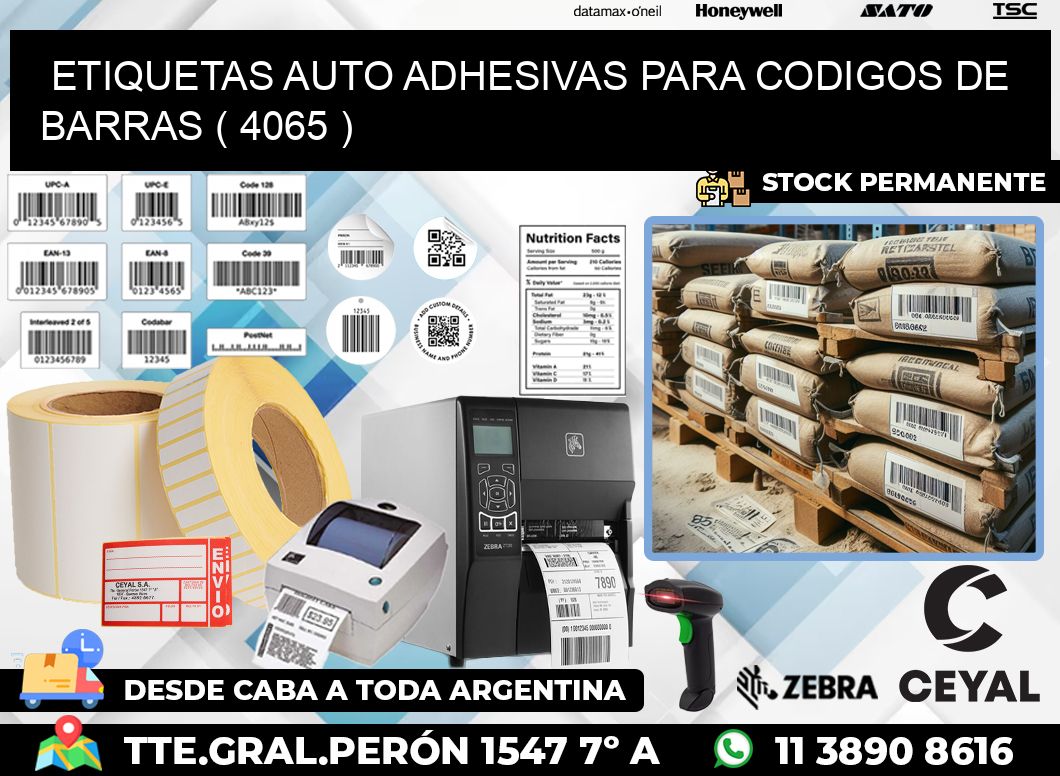 ETIQUETAS AUTO ADHESIVAS PARA CODIGOS DE BARRAS ( 4065 )