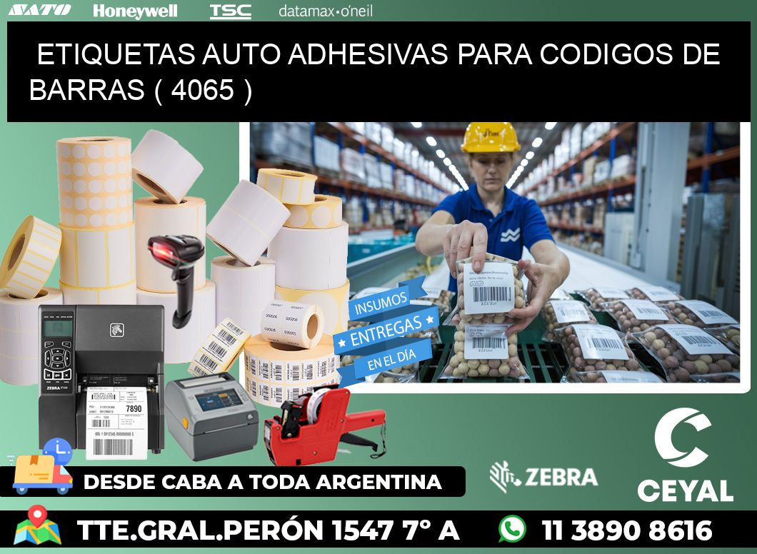 ETIQUETAS AUTO ADHESIVAS PARA CODIGOS DE BARRAS ( 4065 )