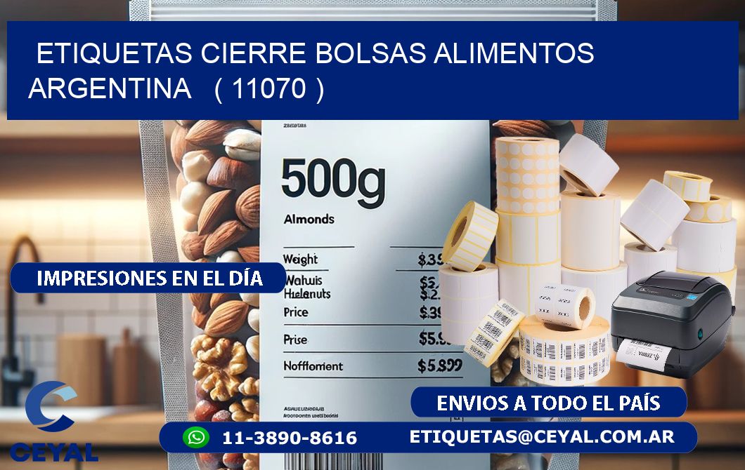 ETIQUETAS CIERRE BOLSAS ALIMENTOS ARGENTINA   ( 11070 )
