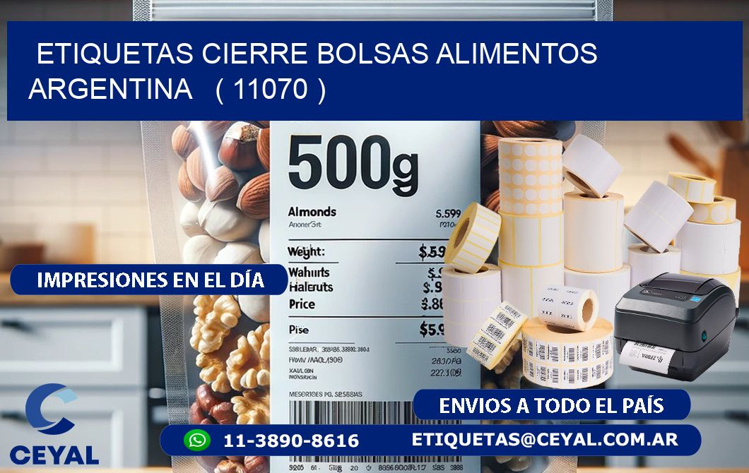 ETIQUETAS CIERRE BOLSAS ALIMENTOS ARGENTINA   ( 11070 )