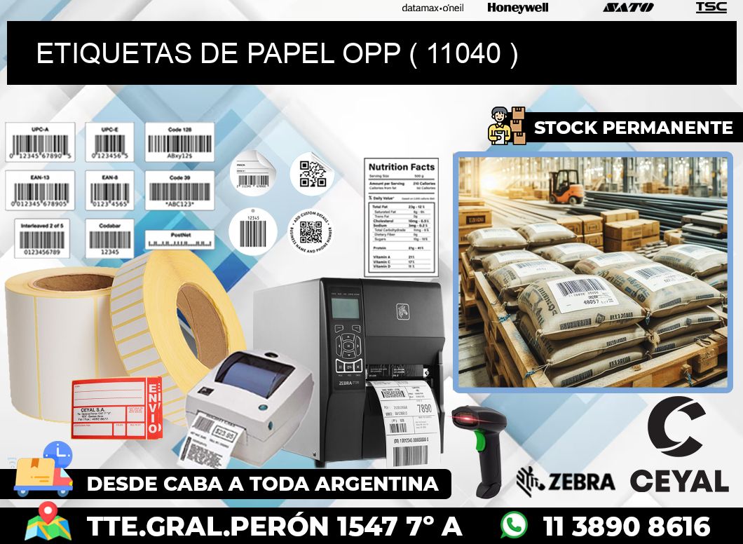 ETIQUETAS DE PAPEL OPP ( 11040 )