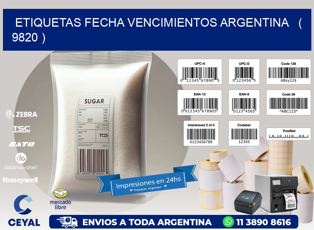 ETIQUETAS FECHA VENCIMIENTOS ARGENTINA   ( 9820 )