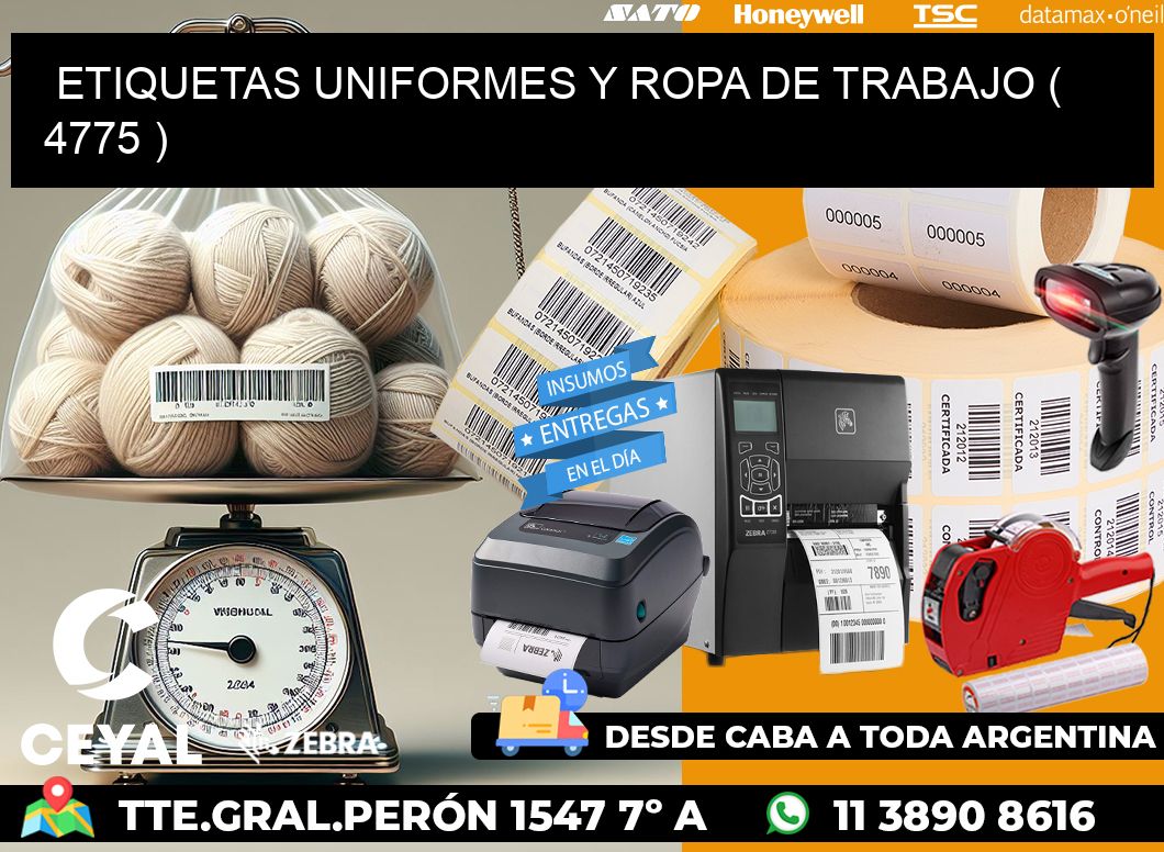 ETIQUETAS UNIFORMES Y ROPA DE TRABAJO ( 4775 )