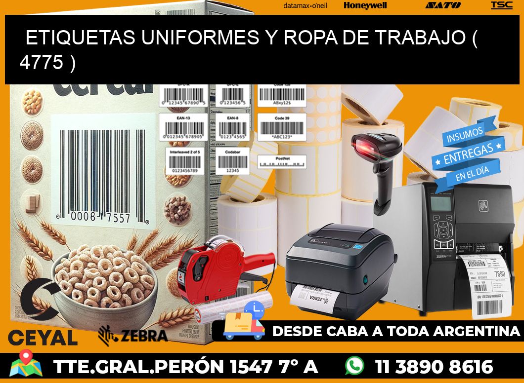 ETIQUETAS UNIFORMES Y ROPA DE TRABAJO ( 4775 )