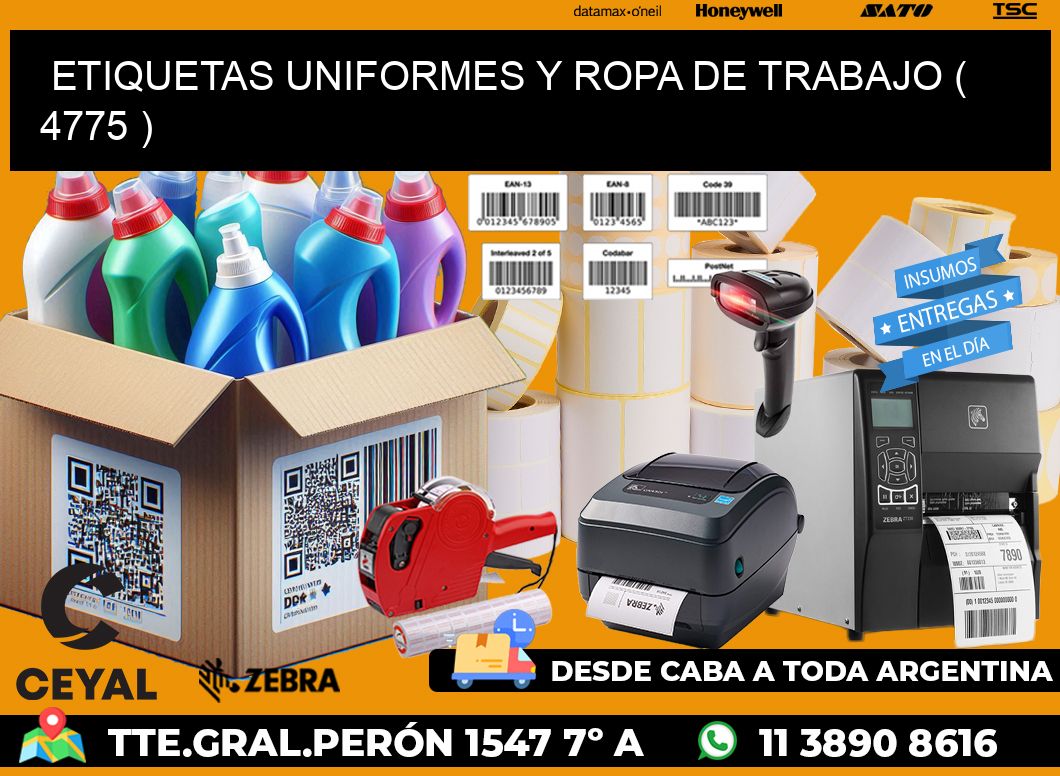 ETIQUETAS UNIFORMES Y ROPA DE TRABAJO ( 4775 )