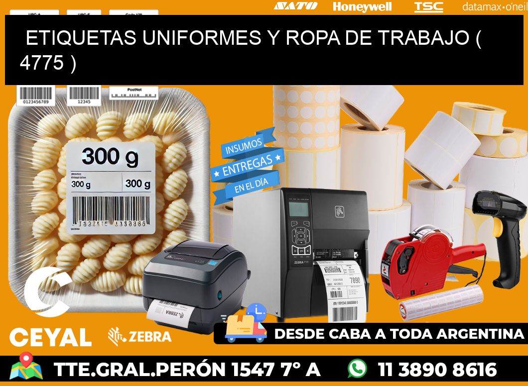 ETIQUETAS UNIFORMES Y ROPA DE TRABAJO ( 4775 )