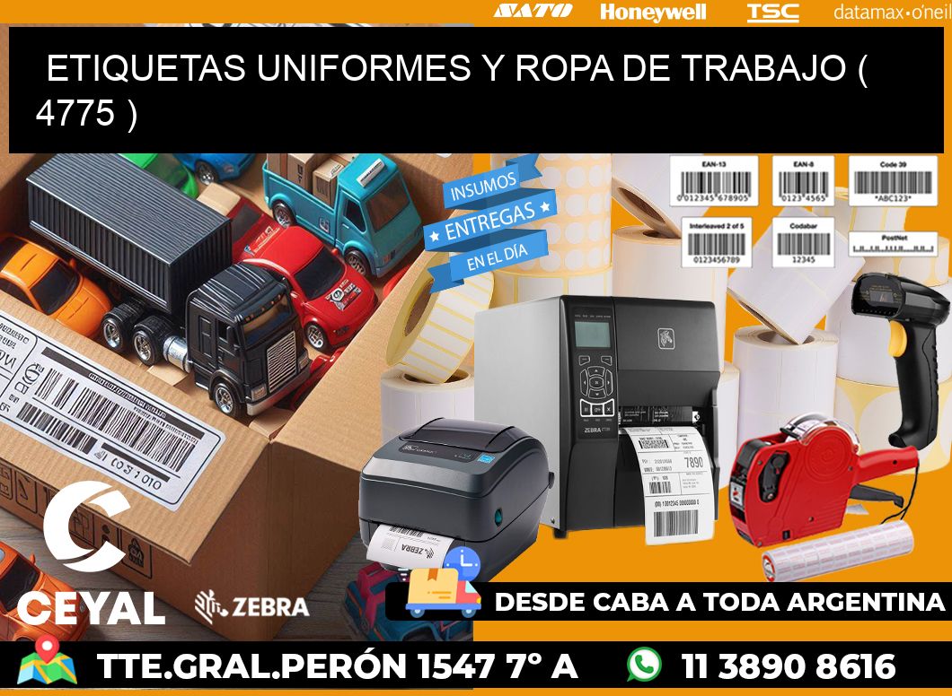 ETIQUETAS UNIFORMES Y ROPA DE TRABAJO ( 4775 )