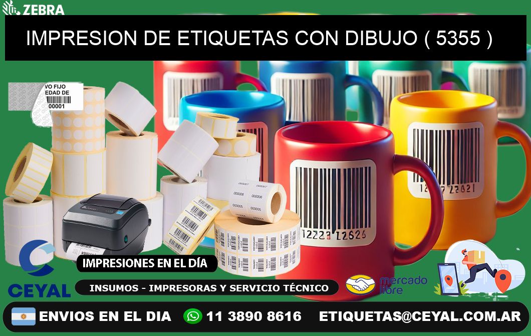 IMPRESION DE ETIQUETAS CON DIBUJO ( 5355 )