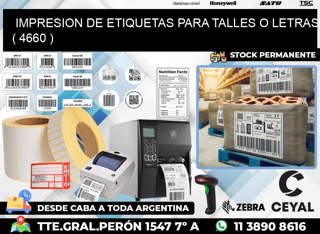 IMPRESION DE ETIQUETAS PARA TALLES O LETRAS ( 4660 )